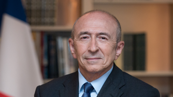 Portrait de Gérard Collomb, ministre d'État, ministre de l'Intérieur à l'hôtel de Beauvau