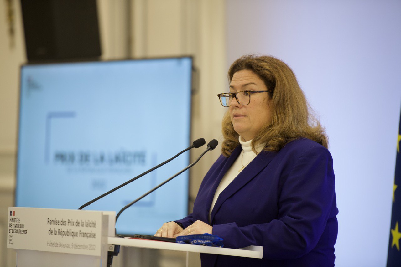 Sonia Backès, la secrétaire d'État chargée de la Citoyenneté, lors de la cérémonie du Prix de la laïcité 2022
