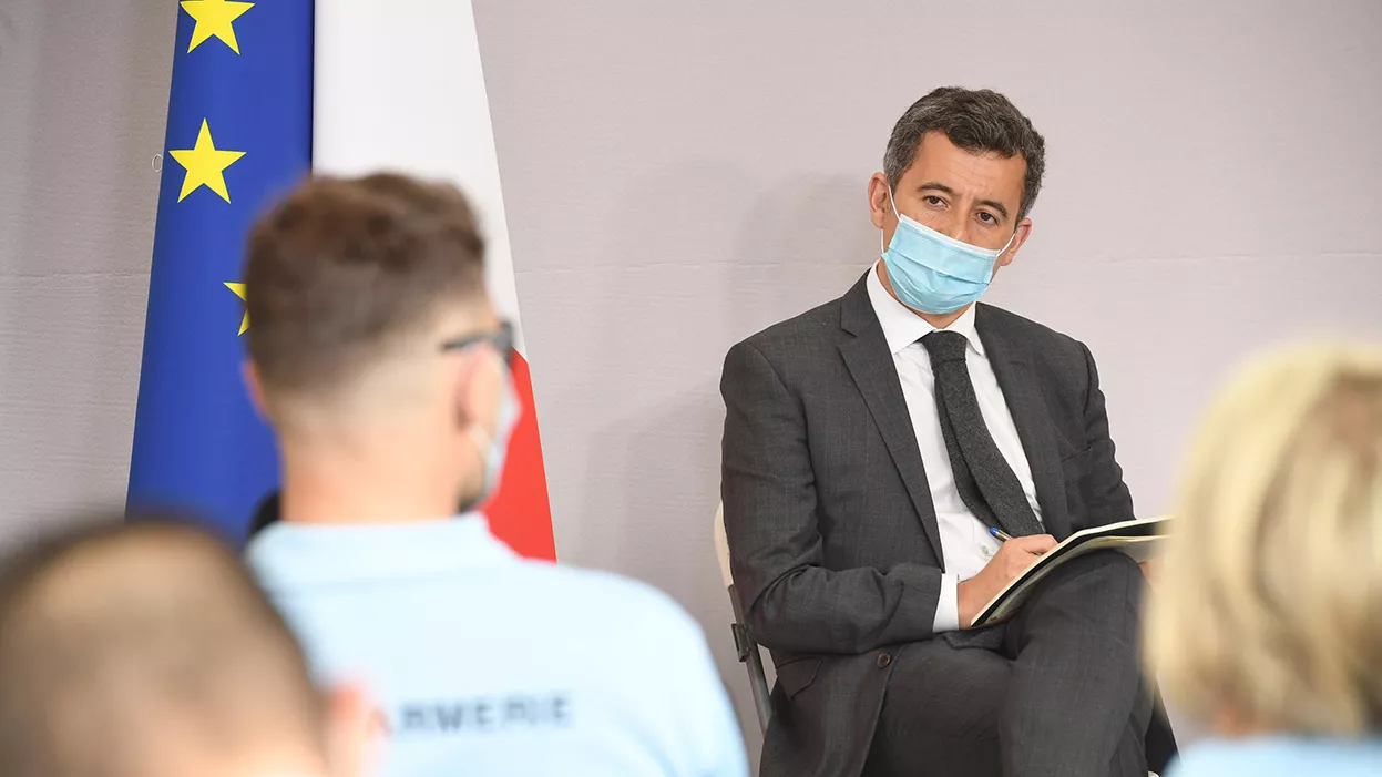 Gérald Darmanin lors du Beauvau de la sécurité à Libourne