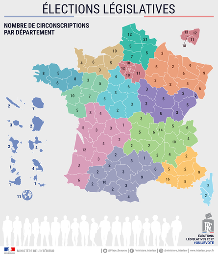 Carte : nombre de circonscriptions par département